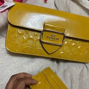 Coach Glossy Yellow Clutch